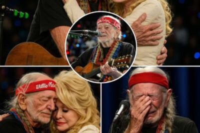 “When the last note dies, but the soul of the nation still sings…” On a golden night in Austin, Willie Nelson stood under the stage lights for the last time, guitar in hand, tears streaming down his haggard face. At 92, the living pulse of country music was met with an eight-minute ovation that would resonate across generations—a farewell not just to a legend, but to the spirit of an era. When he whispered, “I don’t think anybody wants to hear me sing anymore,” the crowd roared back, “Forever, Willie!” In the front row, his closest friend, Dolly Parton, wept unabashedly, her heart breaking with the world’s. This was more than a concert—it was a moment when time stood still, and America embraced a man who had given everything he had, wanting nothing more than to sing.