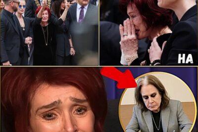 Ozzy Osbourne’s grief stricken widow Sharon was supported by her children and thousands of fans today as she laid a single rose for her late husband during his poignant funeral procession through the streets of Birmingham. 
