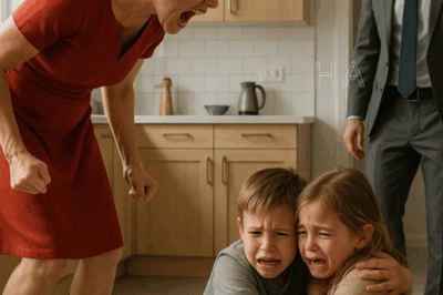 The little girl cried and begged her stepmother, “Don’t hurt us.” Suddenly, her millionaire father came home and saw her and shouted…