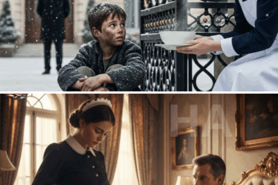 A maid secretly fed a starving boy she found outside the mansion gates — but when her billionaire boss walked in…….