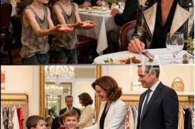 Two homeless twin boys approached a wealthy woman’s table and gently asked, “Ma’am, could we have some of your leftover food?” But when she looked up, her heart nearly stopped — their faces were identical to the two sons she had been searching for ever since they disappeared…