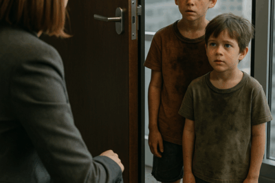 Two homeless boys came to the billionaire’s office: “Ma’am, can we have some of your leftovers?” The millionaire looked up and was shocked to see the two boys