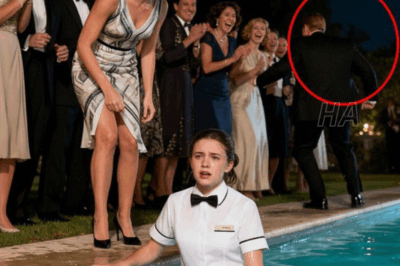 A poor waitress was pushed into the pool. While everyone laughed at her, a millionaire walked in and did something that left everyone speechless…..