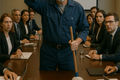 As I walked through my own company disguised as a janitor, my top executive sneered, “People like you don’t belong here.” Her tone was the first warning something inside my empire had gone wrong. I stayed silent, memorizing every face that laughed. Thirty minutes later, I called an emergency board meeting and revealed who I really was… and by noon, my next move left the entire building in chaos.