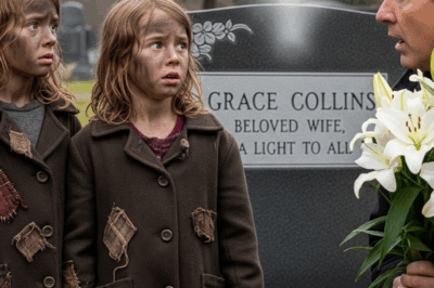 “Billionaire Visits His Wife’s Grave—But When He Finds Two Homeless Twin Girls Kneeling There, Their Next Words Shatter His Entire World…”