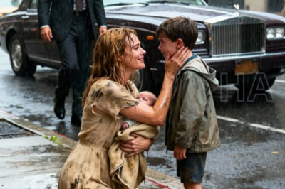 A humble mother helps a crying little boy while holding her son, unaware that his millionaire father was watching