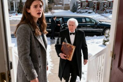 The door slammed in my face on Christmas morning. I was still on the porch when a black town car stopped, and a man everyone swore was dead stepped out. He looked straight at me, holding a worn ledger. “What’s your name?” he asked. I told him. He nodded slowly. “Then tell me who’s been spending my money using it.” That’s when I knew this holiday would destroy everything we’d buried.