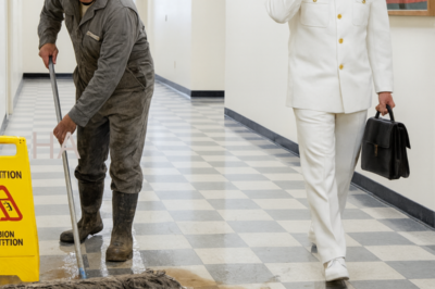 The Admiral thought it was a joke when he asked the “invisible” janitor for his rank. The room burst into laughter. But when the janitor locked eyes with him and whispered, “Major General,” the laughter stopped cold. For 15 years, he had hidden in plain sight, scrubbing the floors of the very men who had betrayed him, all while protecting his son from a deadly secret. But today, the mop dropped. Today, the ghost of a war hero returned from the dead to teach a corrupt commander that you should never judge a warrior by his coveralls. He lost his wife, his identity, but he never lost his honor. This is the story of the man who cleaned up the Navy’s mess—literally and figuratively….