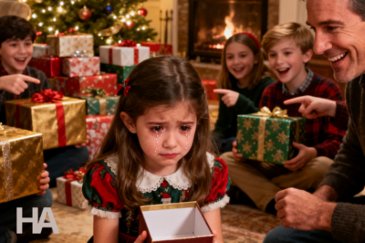 MY 7-YEAR-OLD DAUGHTER OPENED HER CHRISTMAS PRESENT AND FOUND AN EMPTY BOX… BUT WHEN SHE GAVE MY FATHER AN OLD ENVELOPE SHE FOUND IN MY GRANDMOTHER’S ATTIC, THE COLOR DRAINED FROM HIS FACE — AND OUR FAMILY’S DARKEST SECRET EXPLODED IN FRONT OF EVERYONE