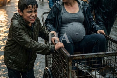 While Everyone Drove Past a Pregnant Woman Trapped in a Flooded Street, a Homeless 12-Year-Old Boy Stepped Out of the Rain to Help Her—Days Later, a Black SUV Stopped in Front of the Soup Kitchen and He Went Completely Still
