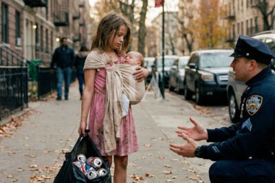 A Police Officer Responded to a Routine Call and Found a Barefoot Five-Year-Old Dragging Trash — When He Realized the “Bag” on Her Chest Was a Sleeping Baby, He Stopped Acting Like a Cop and Made a Choice That Changed Three Lives Forever