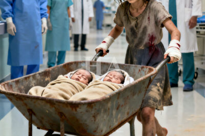 “My mommy hasn’t woken up in three days,” a seven-year-old girl said softly as she pushed a wheelbarrow for miles, trying to save her newborn twin brothers. What happened next shocked the entire hospital and left everyone speechless.