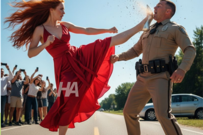 SHE STEPPED OUT OF A TAXI IN A RED DRESS… AND THE CORRUPT SERGEANT JUST THREATENED THE WRONG WOMAN