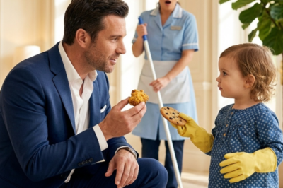 EVERYONE FEARED LOOKING THE MILLIONAIRE IN THE EYES… UNTIL THE JANITOR’S LITTLE GIRL WALKED INTO HIS OFFICE WITH A COOKIE AND A SECRET THAT BROKE HIM OPEN 🍪😭❤️