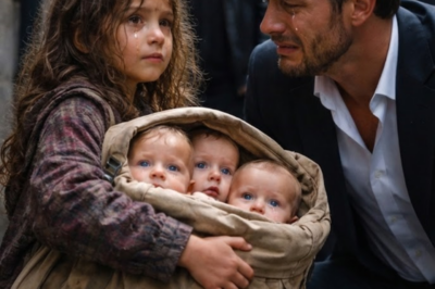 THE BLACK SEDAN FOLLOWED YOU IN THE RAIN… AND THE BILLIONAIRE’S LOST TRIPLETS STARTED CRYING INSIDE YOUR BACKPACK 😭🖤💼