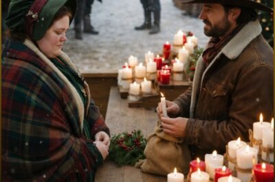 WHEN THE WHOLE TOWN LAUGHED AT THE GRIEVING WIDOW NO ONE WOULD BUY FROM, A SILENT COWBOY BOUGHT EVERY CHRISTMAS CANDLE SHE HAD, LIT THEM IN THE SNOW FOR ALL TO SEE, AND EXPOSED THE CRUELTY HIDING BEHIND POLITE SMILES, LEADING TO A CHRISTMAS EVE THAT TURNED PUBLIC HUMILIATION INTO THE MOST SHOCKING PROPOSAL THE COUNTY HAD EVER WITNESSED