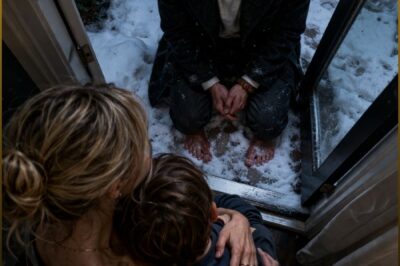 When the billionaire heir knelt, his feet freezing in the snow, I stood inside, clutching my child, watching because I thought he had come to kidnap my son. Then I saw the cheap wooden bracelet he never took off…..