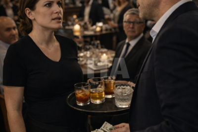 I FROZE IN THE MIDDLE OF A BUSINESS DINNER WHEN I SAW MY PREGNANT EX-WIFE BALANCING A DRINK TRAY ACROSS A CROWDED RESTAURANT… “YOU WORK HERE?” I WHISPERED. SHE LOOKED ME DEAD IN THE EYE AND SAID, “I HAD NO CHOICE AFTER YOU DESTROYED EVERYTHING.” THE WHOLE ROOM TURNED TO STARE. THEN I REACHED INTO MY JACKET… AND NOBODY THERE WAS READY FOR WHAT I DID NEXT.