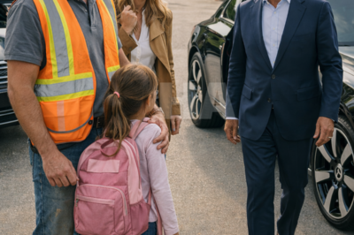 MY EX-WIFE LAUGHED AT ME IN THE SCHOOL PARKING LOT FOR BEING “JUST A CONSTRUCTION GUY”… THEN A BLACK ROLLS-ROYCE PULLED UP, AND THE BILLIONAIRE WHO STEPPED OUT LOOKED ME IN THE EYES AND SAID, “IT’S TIME YOU TELL THEM WHO YOU REALLY ARE.”