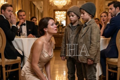 She appeared poised and powerful in a five-star restaurant, celebrating her privileged life—until two homeless twins approached her table asking for scraps. One look into their eyes mirrored the husband she buried years ago, unraveling a long-hidden secret she thought was gone forever.