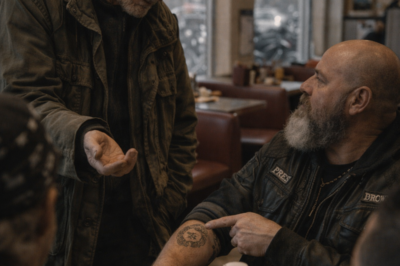HE ONLY ASKED FOR A DOLLAR, BUT WHEN THE BIKER SAW THE OLD MARINE TATTOO ON YOUR ARM, A FORGOTTEN WAR, A HIDDEN DEBT, AND A WHOLE TOWN’S SHAME CAME CRASHING BACK TO LIFE…