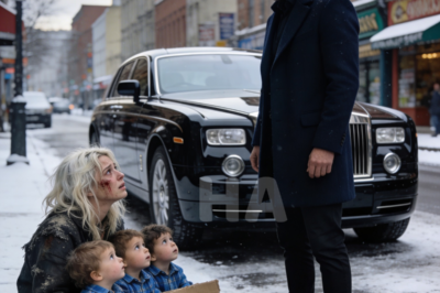 A millionaire sees his ex-girlfriend begging on the street with three children who look exactly like him—what happens next will break your heart.