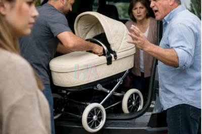 YOUR HUSBAND GAVE AWAY THE $10,000 STROLLER YOUR PARENTS BOUGHT FOR YOUR BABY… THEN YOUR FATHER STEPPED FORWARD WITH A FOLDER THAT BLEW UP HIS WHOLE FAMILY