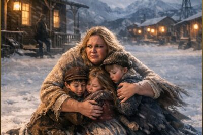 Her knees hit the frozen ground outside Station, her arms wrapped tight around three shivering children as the Montana wind screamed through the darkness. Every door in town had already slammed shut. Every face had turned away from the widow they deemed unworthy of mercy. They Let Her Children Freeze at the Depot. A Year Later, She Owned the Doors That Shut Her Out.
